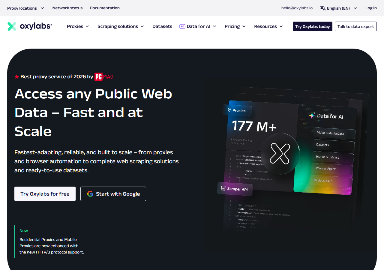 Oxylabs Facebook comment scraper API homepage